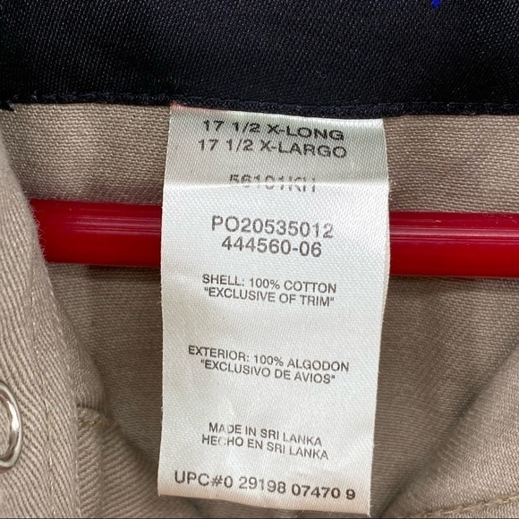 Walls Workwear Khaki Snap Front Men's Size 17.5 X-Long - Picture 3 of 7